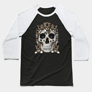 Cat Skull Cute Kitties Skull Design Creepy Skeleton Cat Lovers Baseball T-Shirt